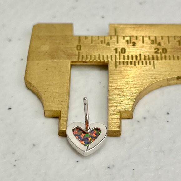 QVC Opal Earrings 925 Sterling Silver 10mm Posts Red Opals Heart Studs - Picture 11 of 12